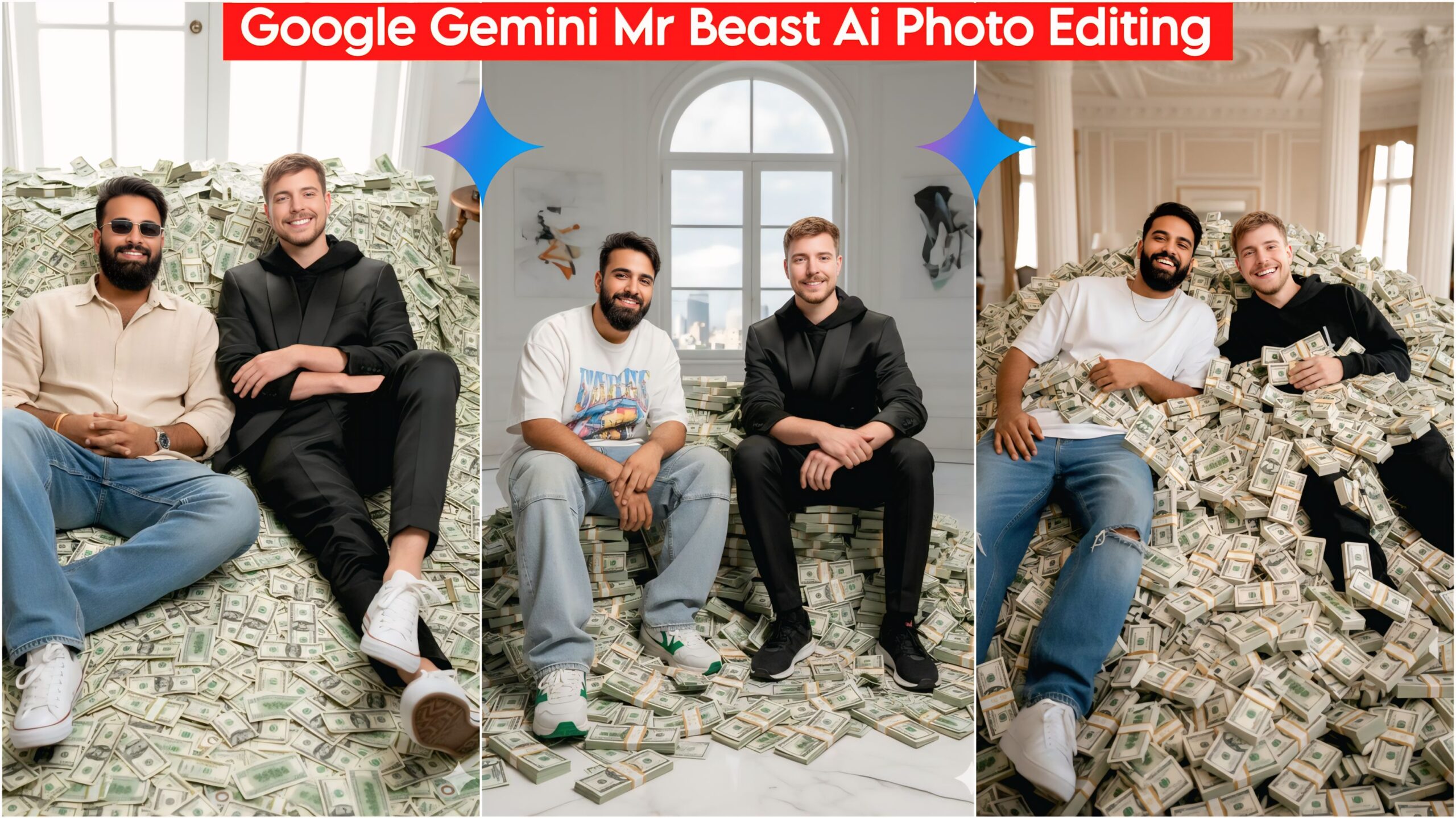 Google Gemini Mrbeast Ai Photo Editing Prompt, 100% Face Matching