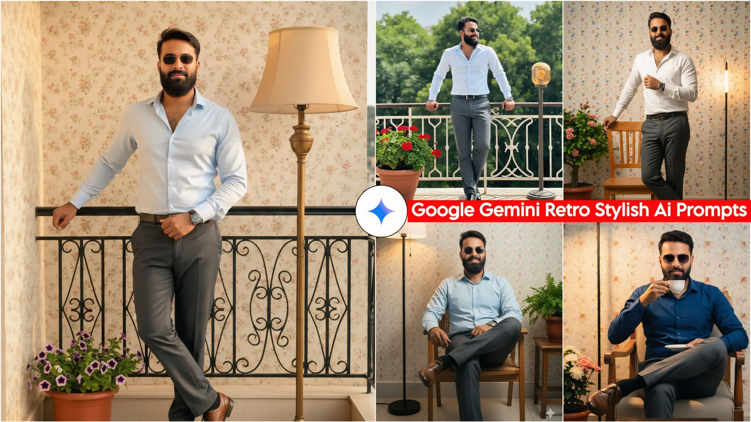 Google Gemini Retro Stylish Ai photo editing Prompts, 100% Face Match