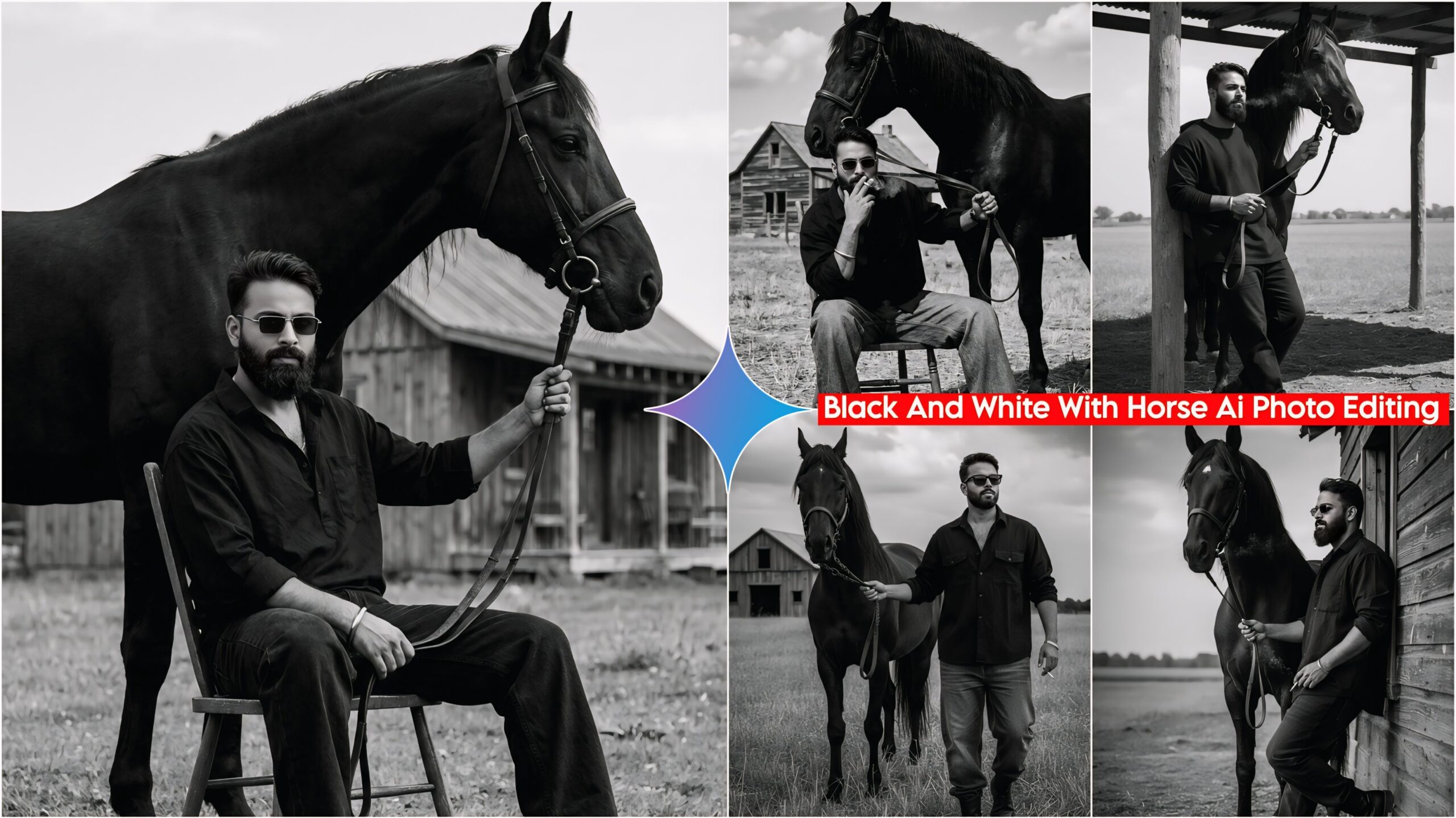 Black And White With Horse Ai Photo Editing Prompts 2026