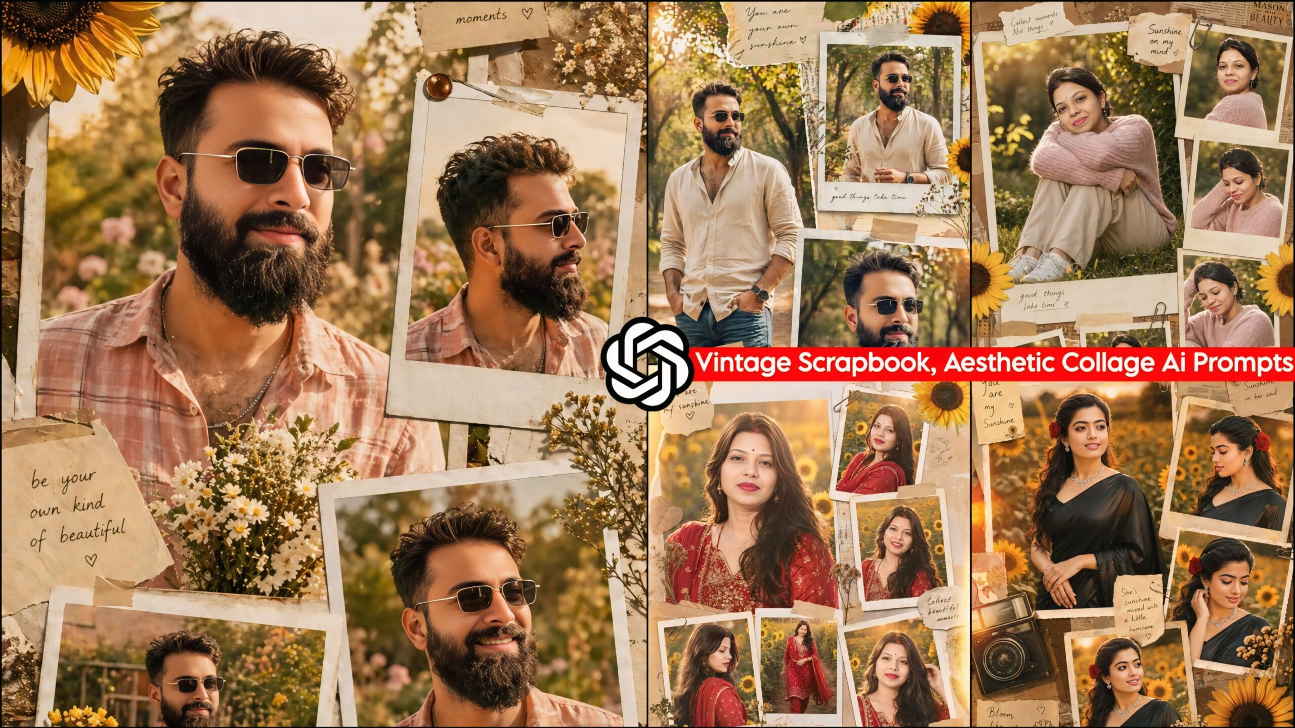 ChatGPT Vintage Scrapbook, Aesthetic Collage Ai Photo Editing Prompts