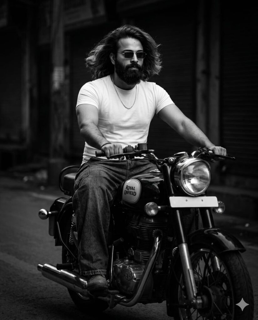 Black And White Rider Aesthetic Dark Photo Editing - Top 10 Google Gemini AI Prompts 4 Black And White Rider Aesthetic Dark Photo Editing - Top 10 Google Gemini AI Prompts