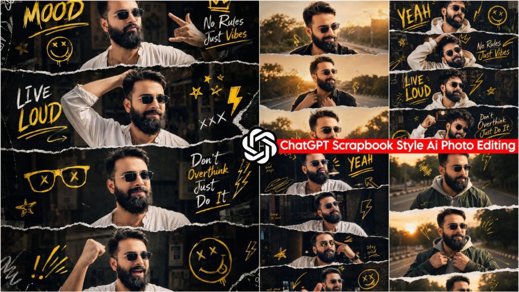 Scrapbook Style Ai Photo Editing ChatGPT Prompts - 100% Face Matching