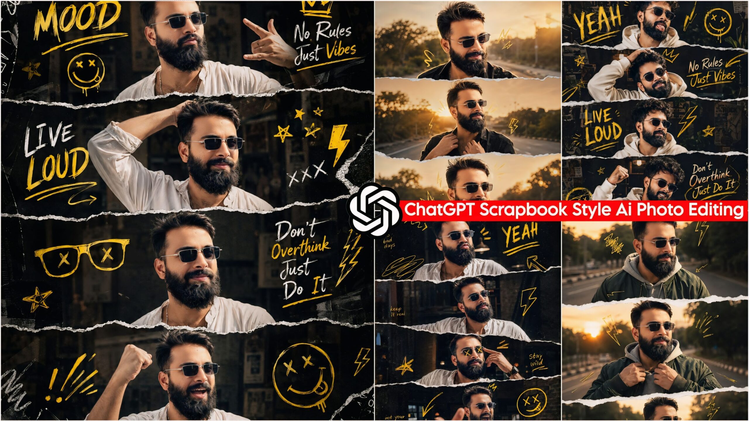 Scrapbook Style Ai Photo Editing ChatGPT Prompts - 100% Face Matching