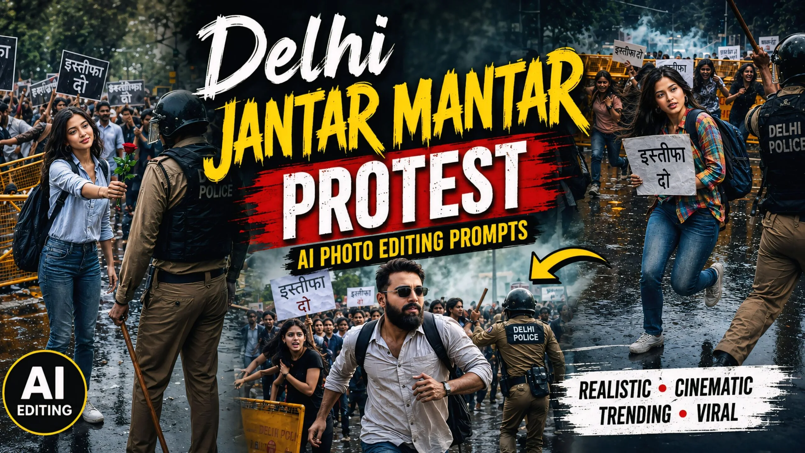 Delhi Jantar Mantar Protest AI Photo Editing Prompts