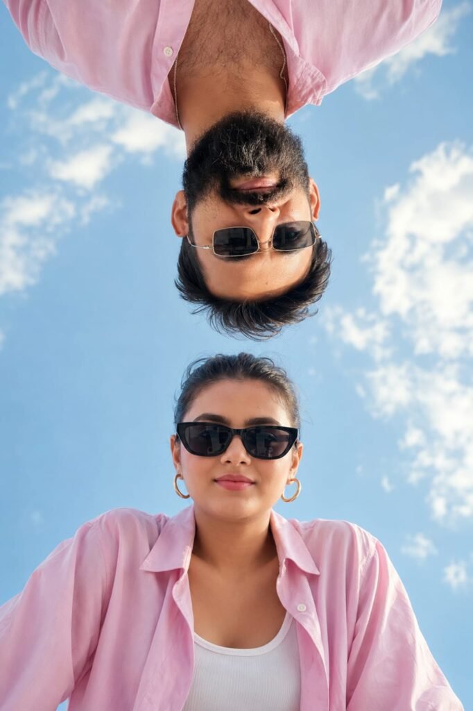 Low Angle Sky Selfie Photo Editing Prompts