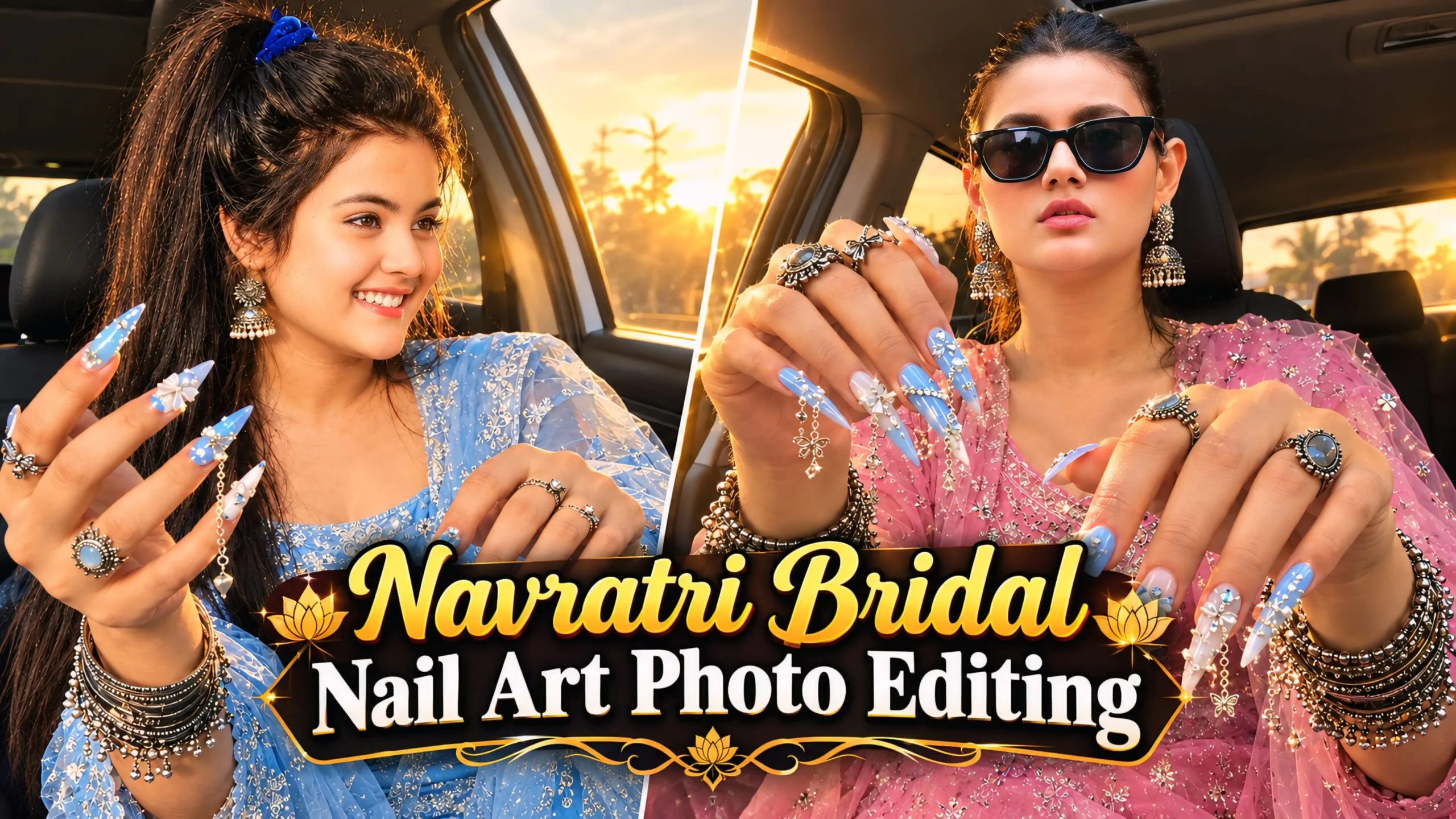 Navratri Bridal nail art photo editing prompts